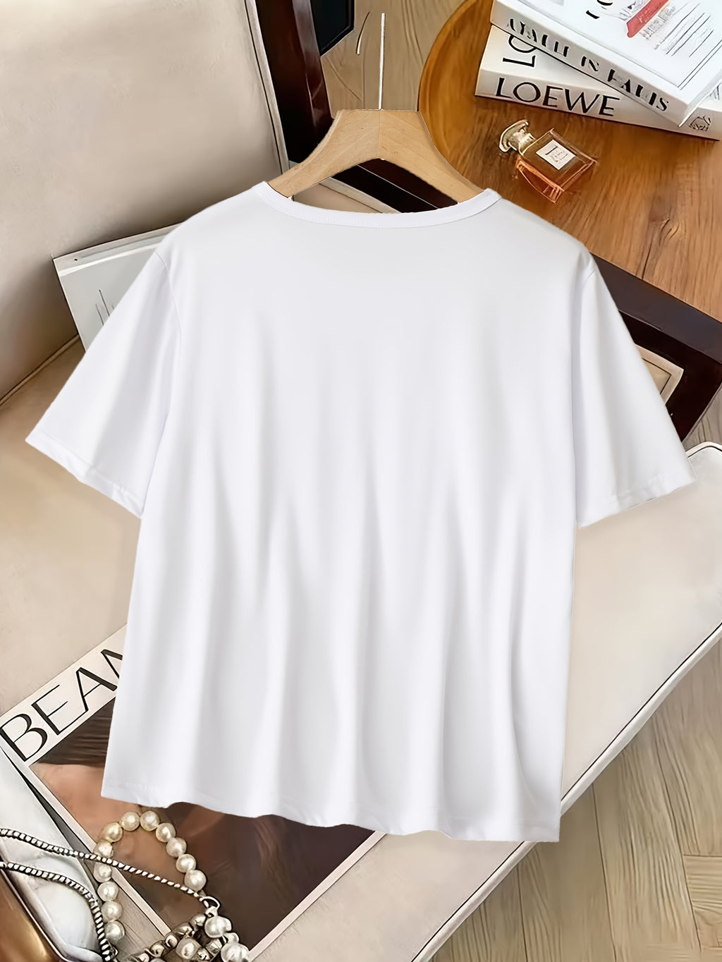 Cute Cartoon Mom & Baby Panda Graphic Tee, Women's Soft Casual Short Sleeve Round Neck Daily T‑Shirt