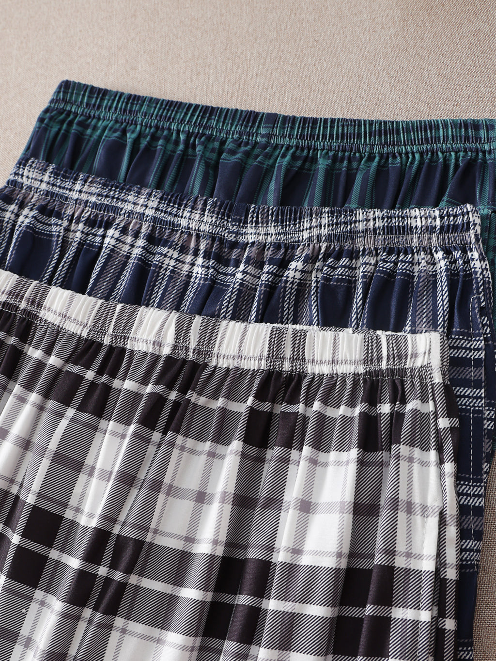 Women 3 Pack Plaid Capri Pajama Shorts with Pockets Elastic Waist Casual Lounge Capri Pants