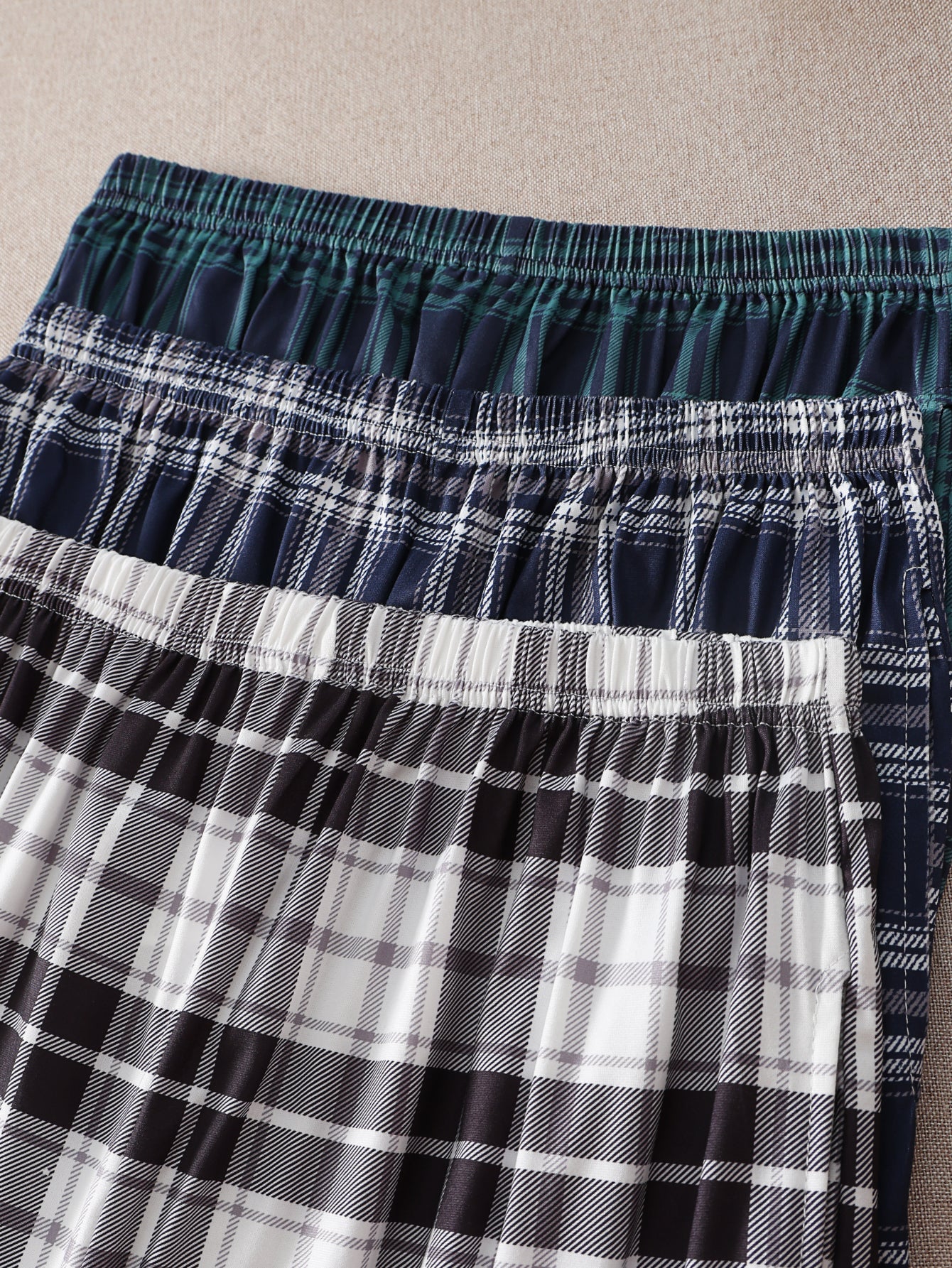 Women 3 Pack Plaid Capri Pajama Shorts with Pockets Elastic Waist Casual Lounge Capri Pants