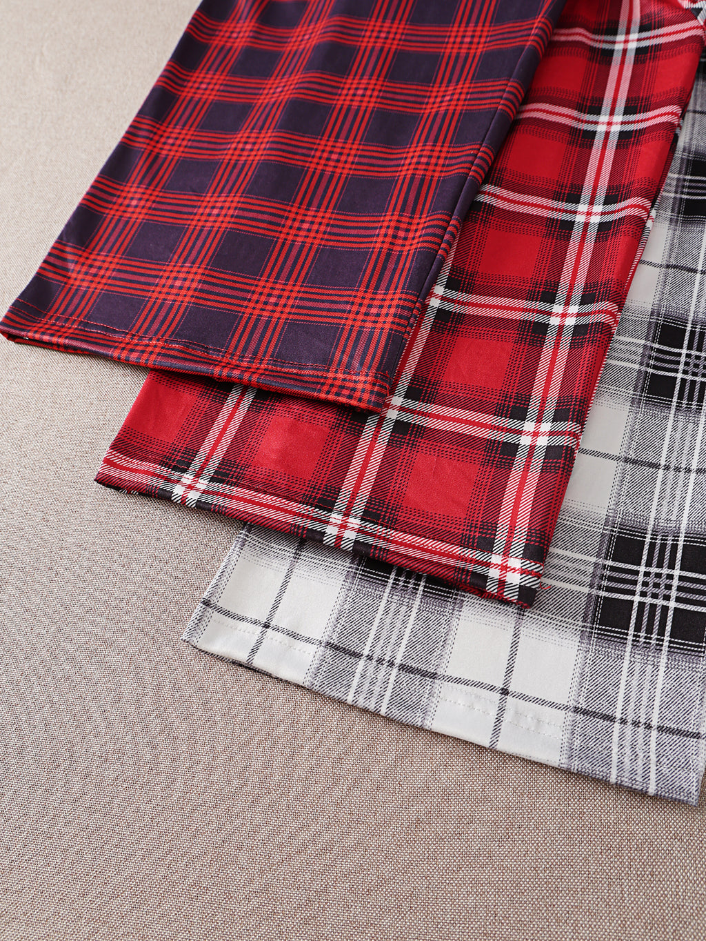 Women’s Classic Check Pattern Wide-Leg Sleep Pants, Three-Color Checkered Loose-Fit Home Pants for Women, Side Pockets, Can Be Worn Outside, Soft and Skin-Friendly, Living Pants, Set of 3 Pieces.